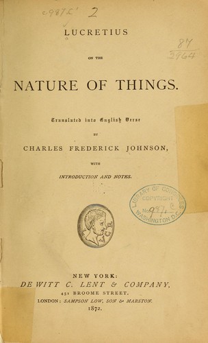 Cover of On the Nature of Things