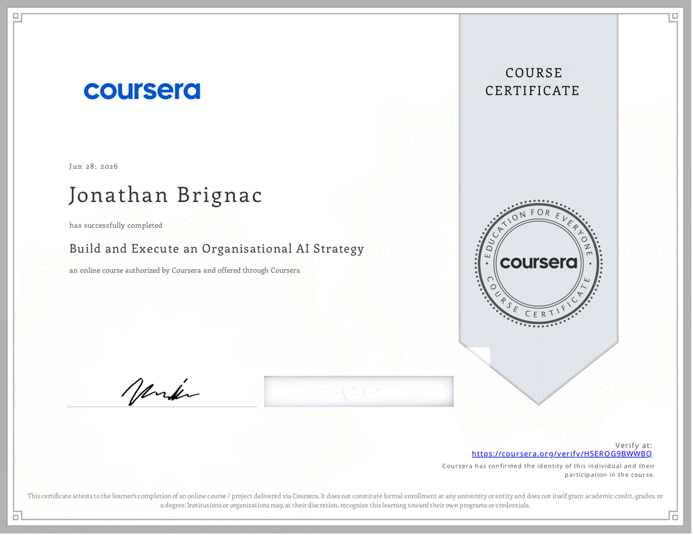Build and Execute an Organisational AI Strategy certificate