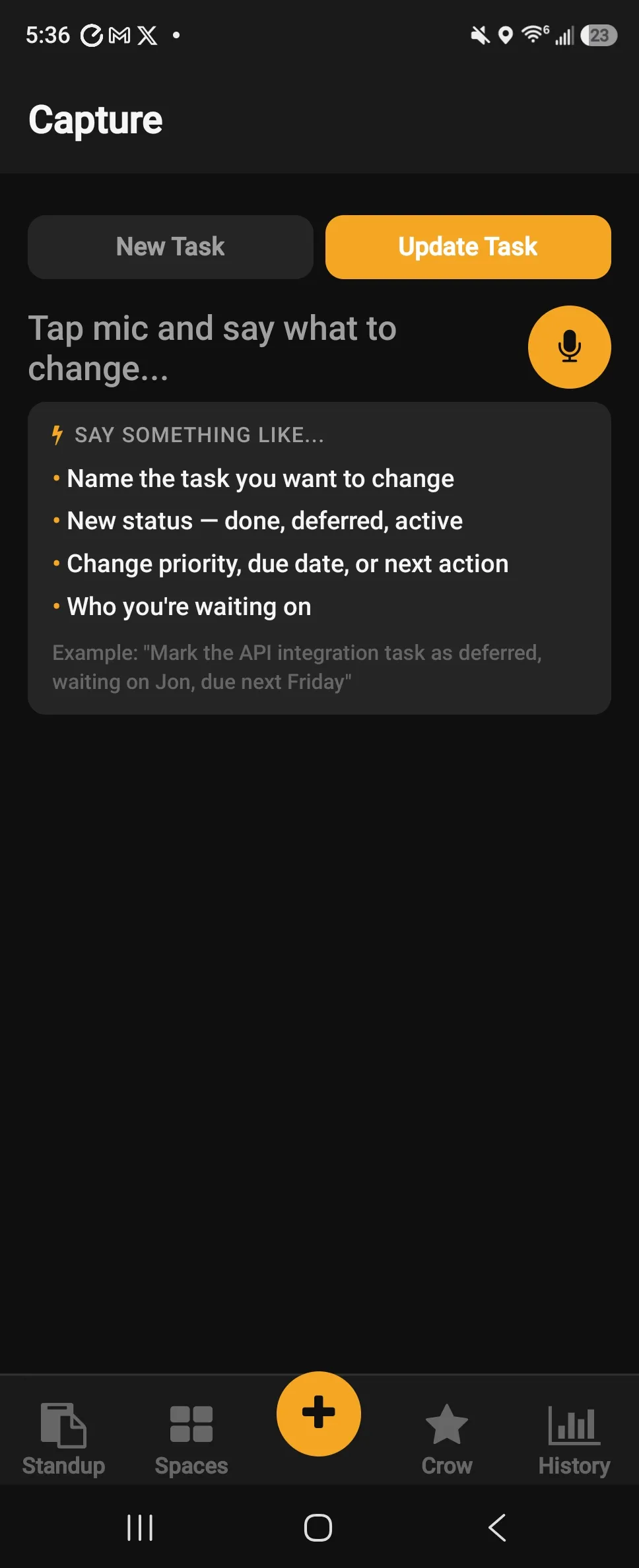HypeTask update task screen